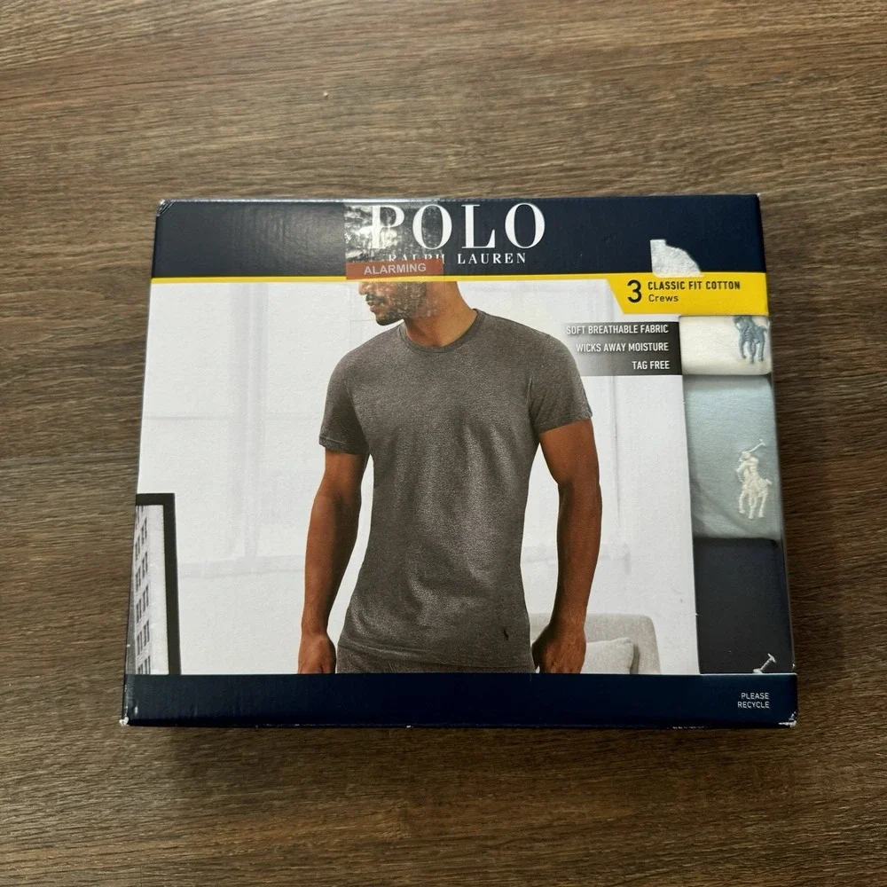 NWT Polo Ralph Lauren 3 Classic Fit Cotton Crews Multicolor Men's Sz M‎